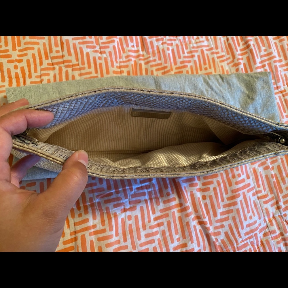 Authentic Lauren Merkin Python Clutch Light Gray - image 6